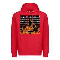 Red american firefighters seamless pattern Premium Hoodie - BundleAndBundleShop