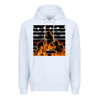 White american firefighters seamless pattern Premium Hoodie - BundleAndBundleShop