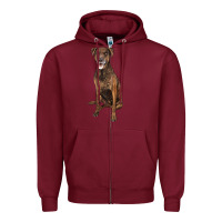 Burgundy plott hound Zipper Hoodie - LillyAllenDesigns