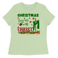 Matcha Christmas Begins With Christ Ladies Tee - Bettercallsaul
