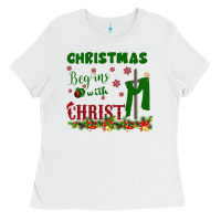 White Christmas Begins With Christ Ladies Tee - Bettercallsaul