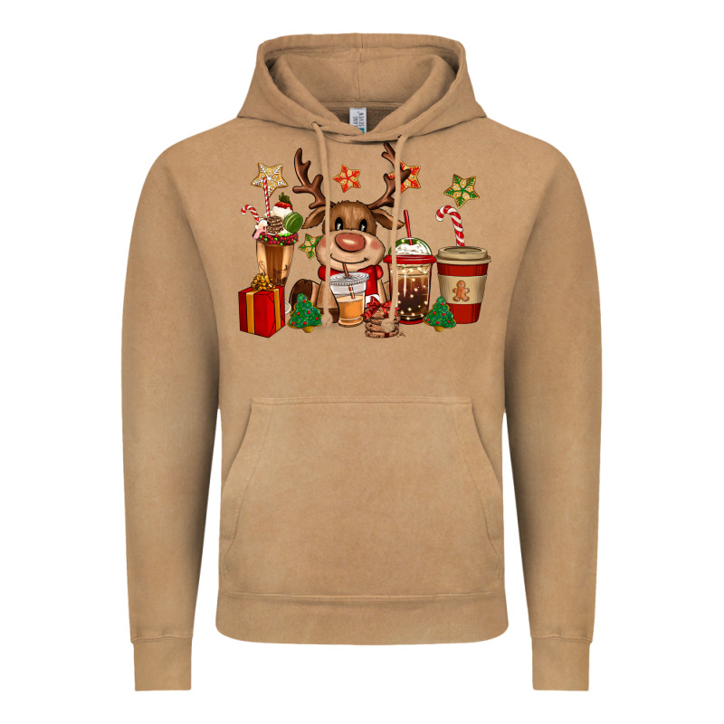 Reindeer Coffe Cups Christmas Vintage Hoodie by CowGirlArtShop | Teevron