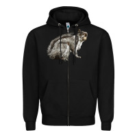 Black Gray Squirrel Zipper Hoodie - LillyAllenDesigns