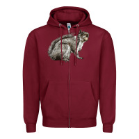 Burgundy Gray Squirrel Zipper Hoodie - LillyAllenDesigns