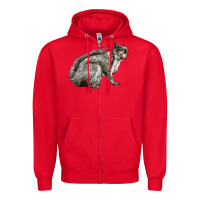 Red Gray Squirrel Zipper Hoodie - LillyAllenDesigns