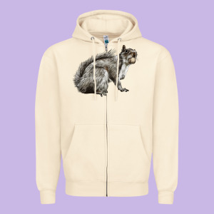 Gray Squirrel Zipper Hoodie Designed By Lillyallendesigns