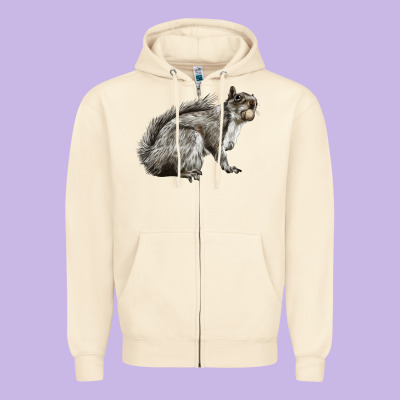 Gray Squirrel Zipper Hoodie Designed By Lillyallendesigns