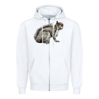 White Gray Squirrel Zipper Hoodie - LillyAllenDesigns