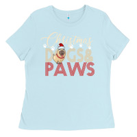 Baby Blue Christmas Dogs Paws Ladies Tee - Bettercallsaul