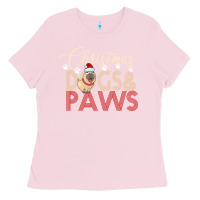 Bubblegum Pink Christmas Dogs Paws Ladies Tee - Bettercallsaul