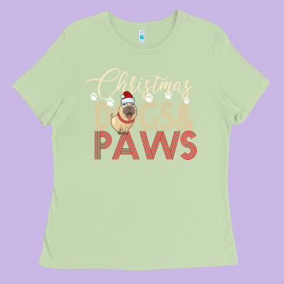 Christmas Dogs Paws Ladies Tee Designed By Bettercallsaul
