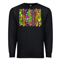 Black mardi gras sunflower fleur de lis leopard cowhide brushstrokes Premium Sweatshirt - Artiststas