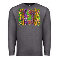 Charcoal Heather mardi gras sunflower fleur de lis leopard cowhide brushstrokes Premium Sweatshirt - Artiststas