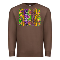 Chestnut mardi gras sunflower fleur de lis leopard cowhide brushstrokes Premium Sweatshirt - Artiststas