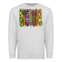 Dove Grey mardi gras sunflower fleur de lis leopard cowhide brushstrokes Premium Sweatshirt - Artiststas