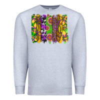 Heather Grey mardi gras sunflower fleur de lis leopard cowhide brushstrokes Premium Sweatshirt - Artiststas