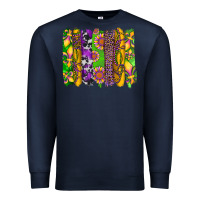 Navy mardi gras sunflower fleur de lis leopard cowhide brushstrokes Premium Sweatshirt - Artiststas