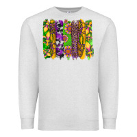 Oatmeal Heather mardi gras sunflower fleur de lis leopard cowhide brushstrokes Premium Sweatshirt - Artiststas