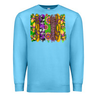Ocean Blue mardi gras sunflower fleur de lis leopard cowhide brushstrokes Premium Sweatshirt - Artiststas