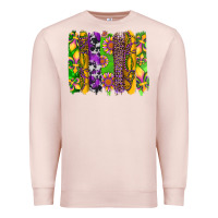 Pale Pink mardi gras sunflower fleur de lis leopard cowhide brushstrokes Premium Sweatshirt - Artiststas