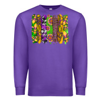 Purple mardi gras sunflower fleur de lis leopard cowhide brushstrokes Premium Sweatshirt - Artiststas