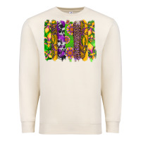 Sandshell mardi gras sunflower fleur de lis leopard cowhide brushstrokes Premium Sweatshirt - Artiststas