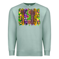 Seafoam mardi gras sunflower fleur de lis leopard cowhide brushstrokes Premium Sweatshirt - Artiststas