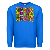 True Royal mardi gras sunflower fleur de lis leopard cowhide brushstrokes Premium Sweatshirt - Artiststas
