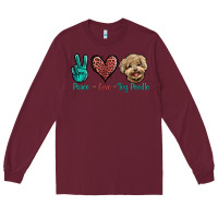 Burgundy Peace Love Toy Poodle Long Sleeve Tee - Jasminsmagicworld