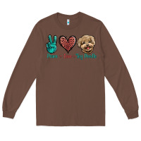 Chestnut Peace Love Toy Poodle Long Sleeve Tee - Jasminsmagicworld