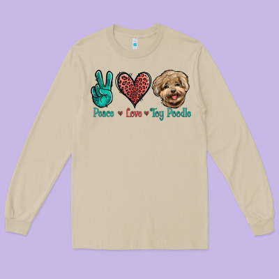Peace Love Toy Poodle Long Sleeve Tee Designed By Jasminsmagicworld