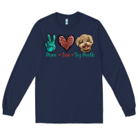 Navy Peace Love Toy Poodle Long Sleeve Tee - Jasminsmagicworld