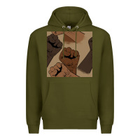 Army Green melanin raised fist seamless pattern Premium Hoodie - BundleAndBundleShop