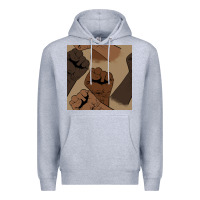 Heather Grey melanin raised fist seamless pattern Premium Hoodie - BundleAndBundleShop