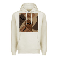 Oatmeal Heather melanin raised fist seamless pattern Premium Hoodie - BundleAndBundleShop