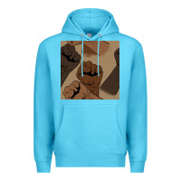 Ocean Blue melanin raised fist seamless pattern Premium Hoodie - BundleAndBundleShop