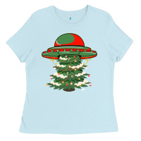 Baby Blue Ufo Christmas Pine Tree Ladies Tee - Bettercallsaul