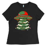 Black Ufo Christmas Pine Tree Ladies Tee - Bettercallsaul