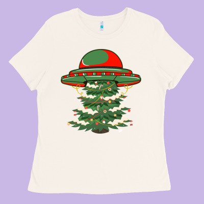 Ufo Christmas Pine Tree Ladies Tee Designed By Bettercallsaul