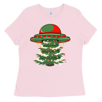Bubblegum Pink Ufo Christmas Pine Tree Ladies Tee - Bettercallsaul