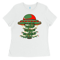White Ufo Christmas Pine Tree Ladies Tee - Bettercallsaul