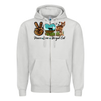 Dove Grey Peace Love Bengal Cat Zipper Hoodie - LillyAllenDesigns