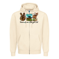 Sandshell Peace Love Bengal Cat Zipper Hoodie - LillyAllenDesigns