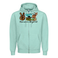 Peace Love Bengal Cat Zipper Hoodie | Teevron