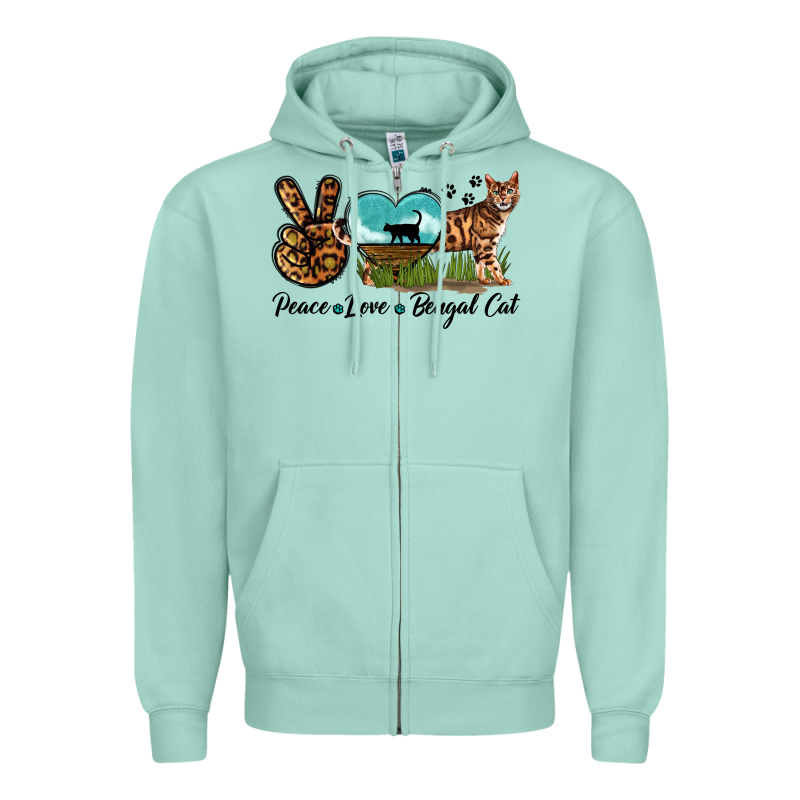 Peace Love Bengal Cat Zipper Hoodie by LillyAllenDesigns | Teevron