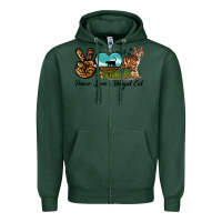 Sports Green Peace Love Bengal Cat Zipper Hoodie - LillyAllenDesigns