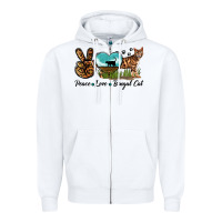 White Peace Love Bengal Cat Zipper Hoodie - LillyAllenDesigns