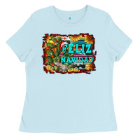 Baby Blue feliz navidad Ladies Tee - RanaPortraitStore