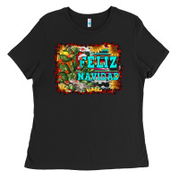 Black feliz navidad Ladies Tee - RanaPortraitStore