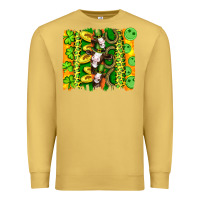 Antique Gold st patricks cow and coin wıth clovers and leopard brushstrokes Premium Sweatshirt - Artiststas